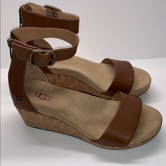 UGG Shoes - Ugg Zoe Leather Wedge Sandals 5 1/2 Ugg Australia